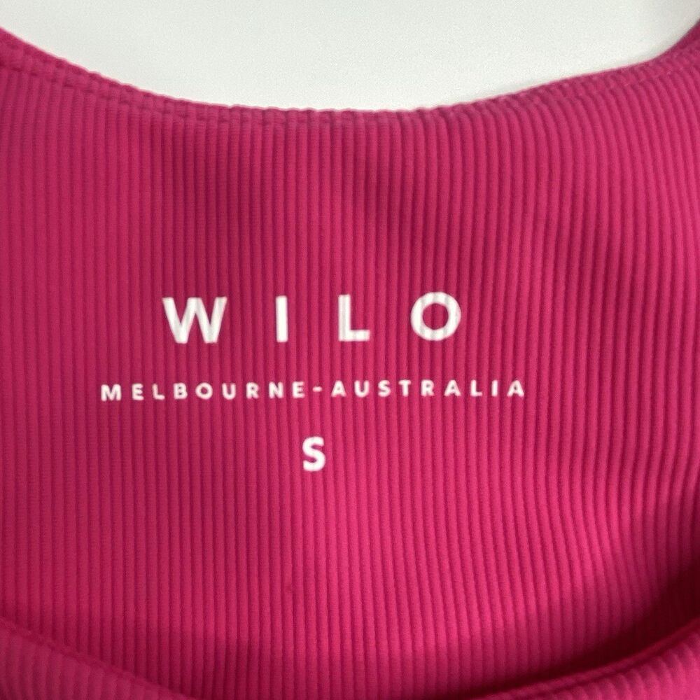 WILO Pink Ribbed Knit Color Block Racerback Keyhole Sports Bra Size Small - Picture 7 of 10